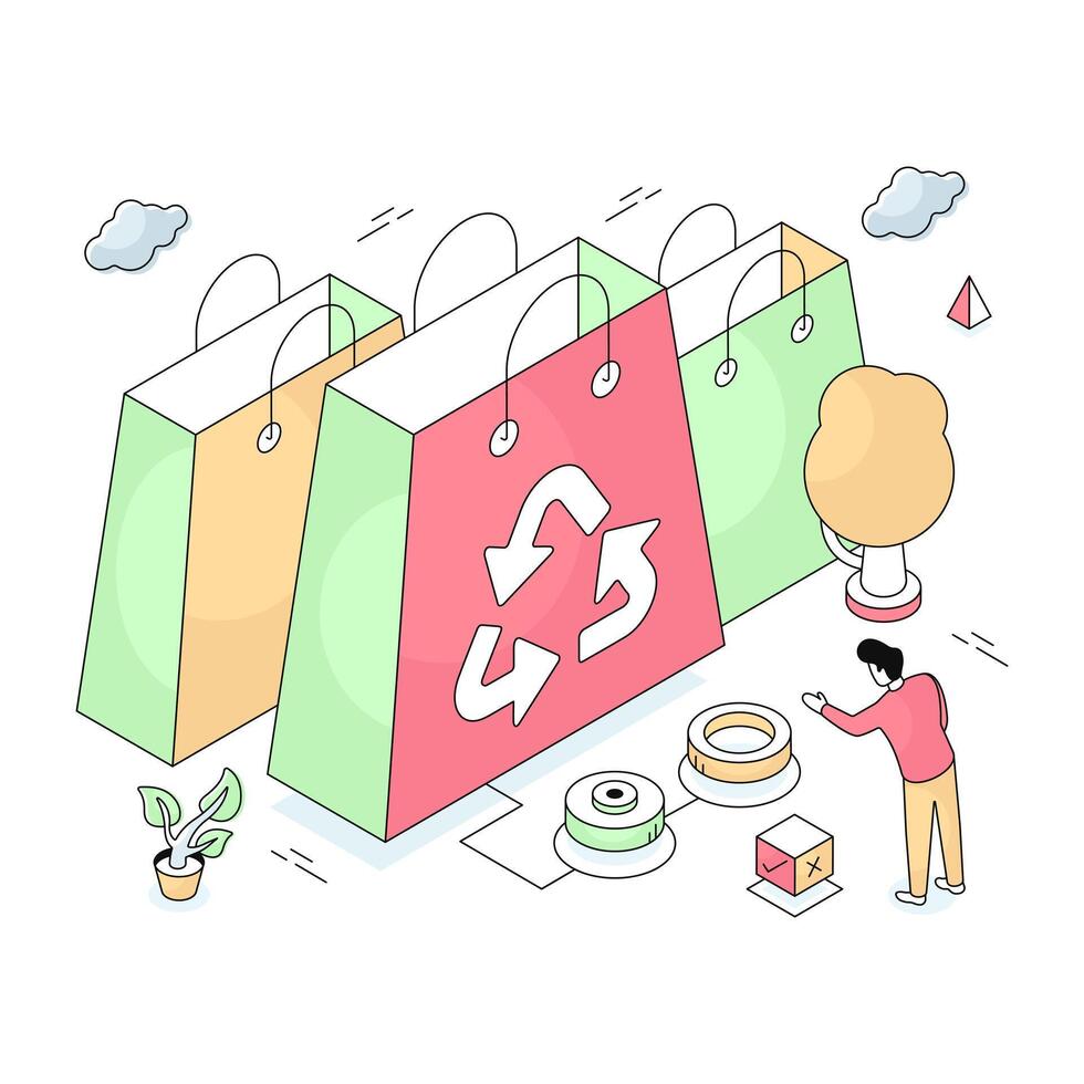 Creative design illustration of bag recycling vector