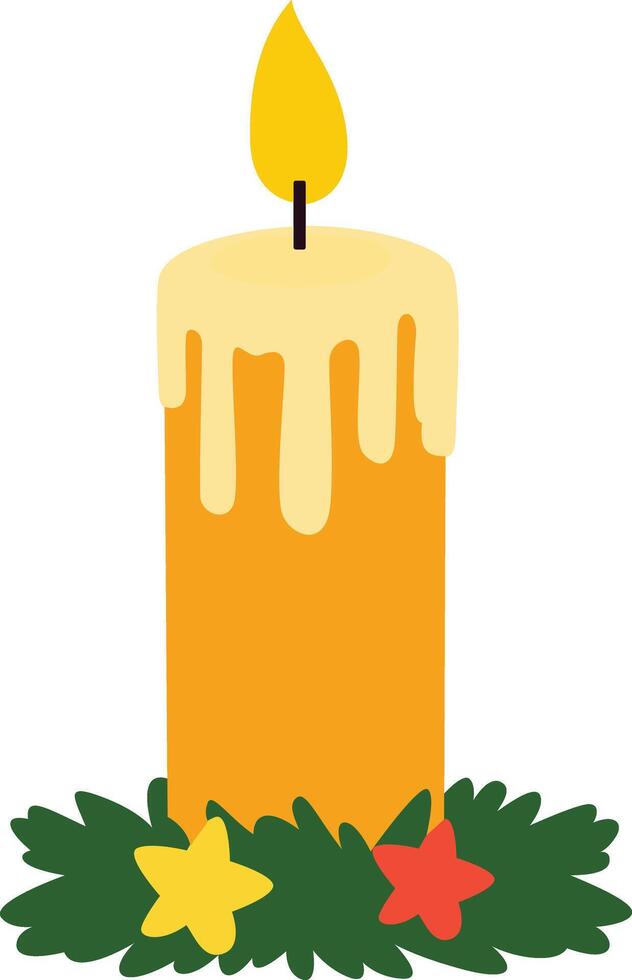 Lit Candle Festive Holiday Decor, happy Candlemas Candle Bearer vector