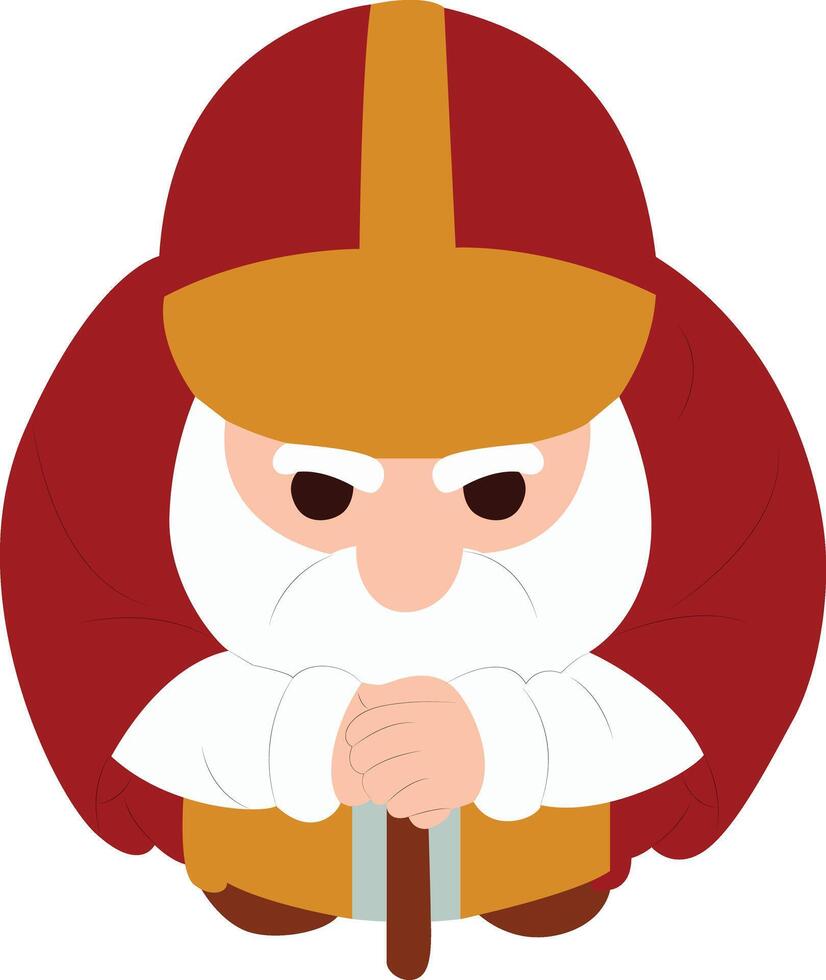Cartoon Wise Man Holding Cane peeking, Happy Feast of St. Maron vector