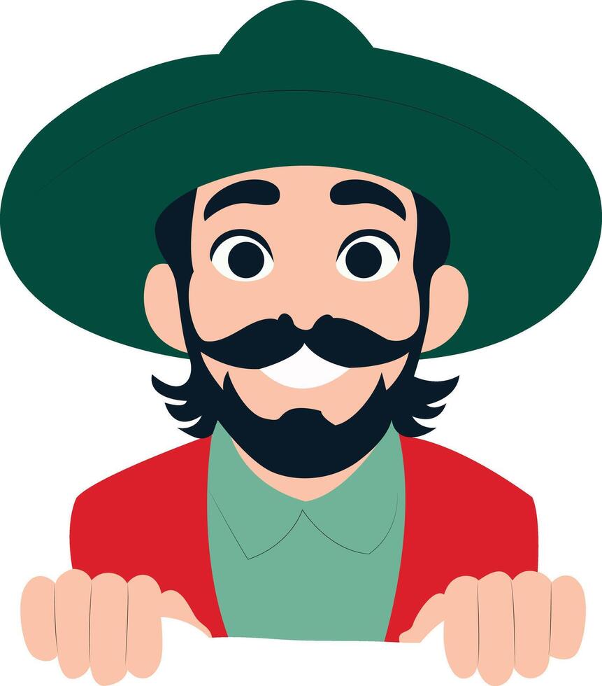 Smiling Man Green Hat Red Jacket peeking, happy Day of Andalusia vector