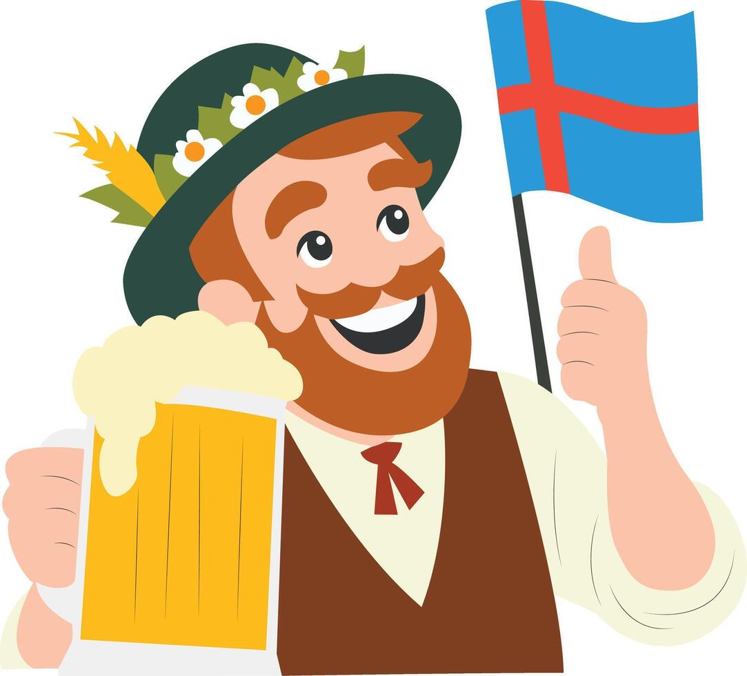 Cartoon Farmer Man Overhead View peeking, happy Iceland Beer Day vector