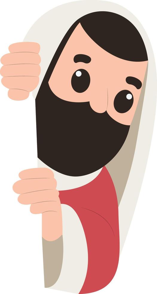 Cartoon Jesus Peeking Corner Illustration peeking, Happy Feast of St. Maron vector