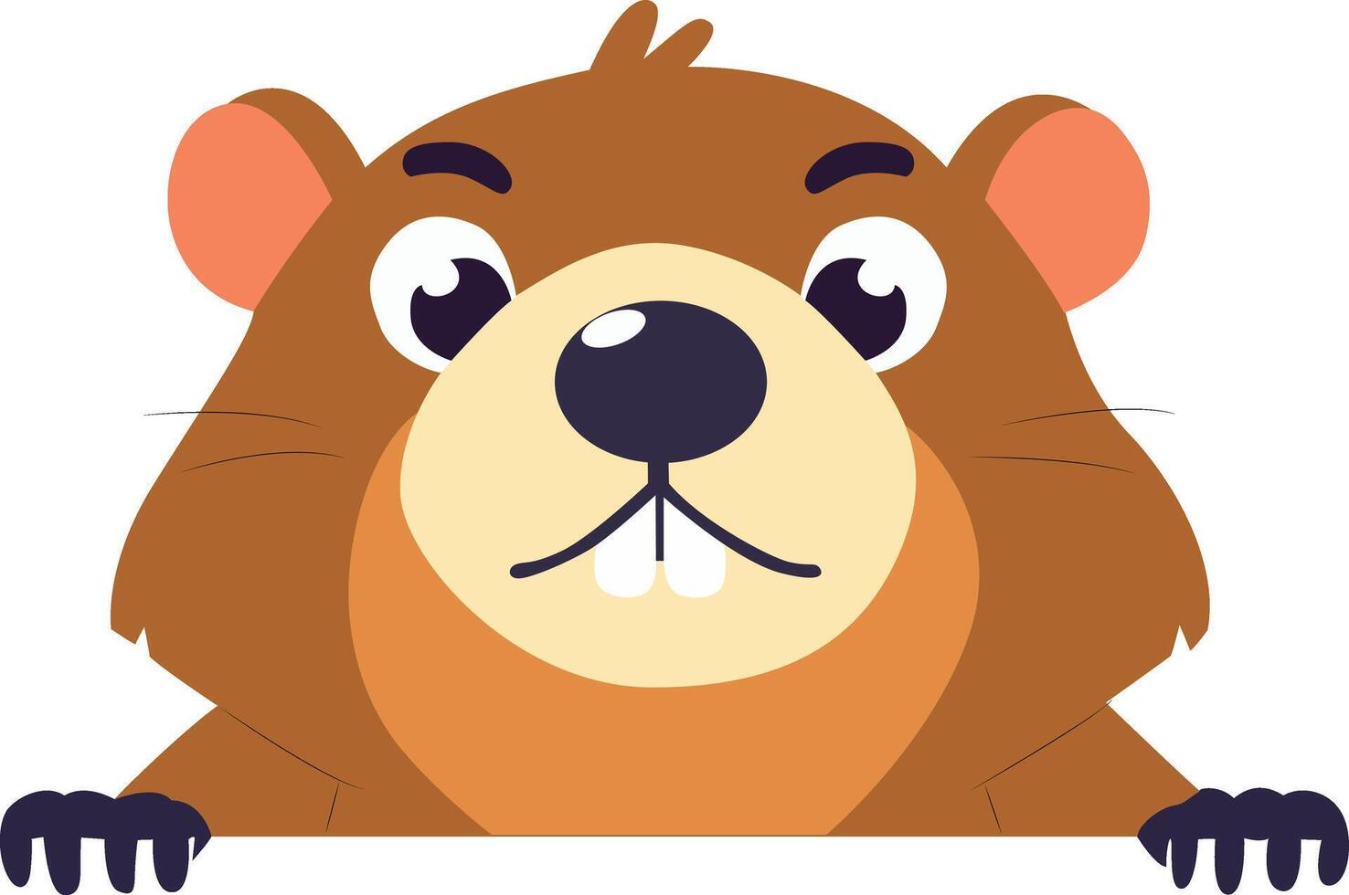 Cute Cartoon Groundhog Peeking Over peeking, happy Groundhog Day Predictor vector