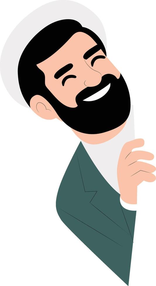 Smiling Man Peeking Corner Illustration peeking, happy Iran Revolution Day vector
