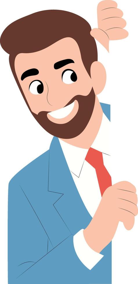 Smiling Businessman Peeking Corner Illustration peeking, happy International Day of Commemoration for Slavery Abolition vector