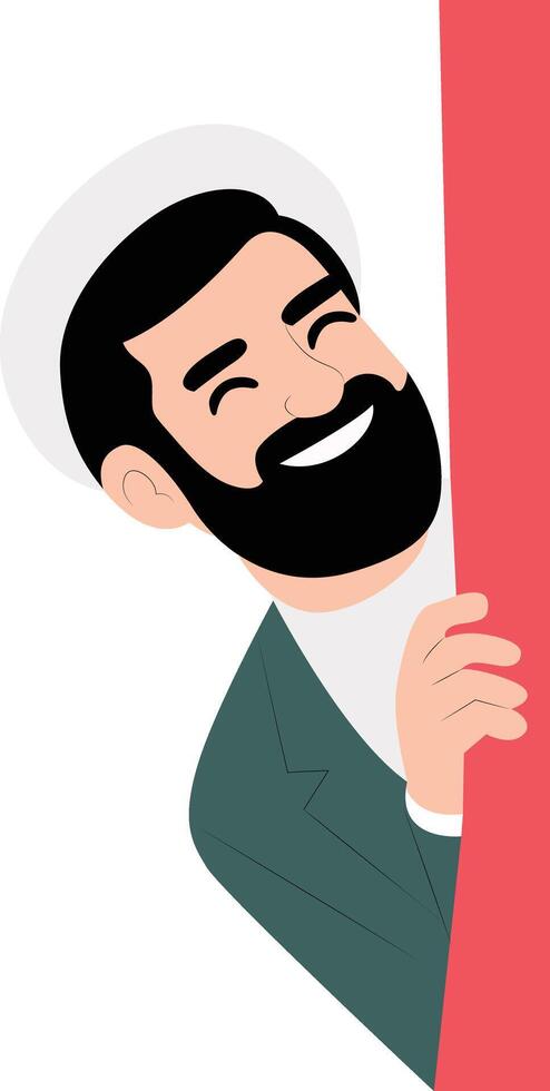 Father Son Holding Blank Sign peeking, happy Iran Revolution Day vector