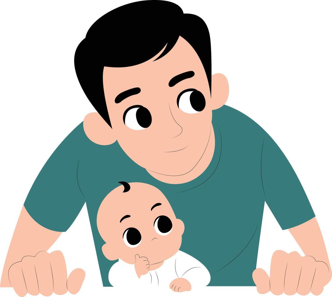 Father Baby Bonding Cartoon Illustration, happy National Heroes Day vector