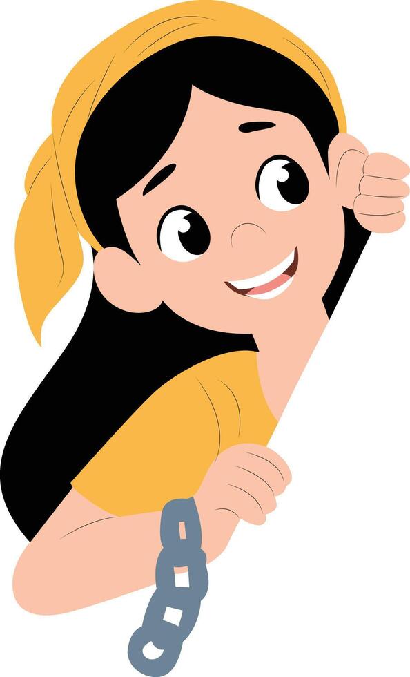 A yellow girl peeking, happy Mauritius Abolition of Slavery Day vector