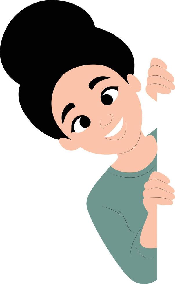 Smiling Bald Boy Peeking Corner Cartoon peeking, happy Malawi Martyrs Day vector