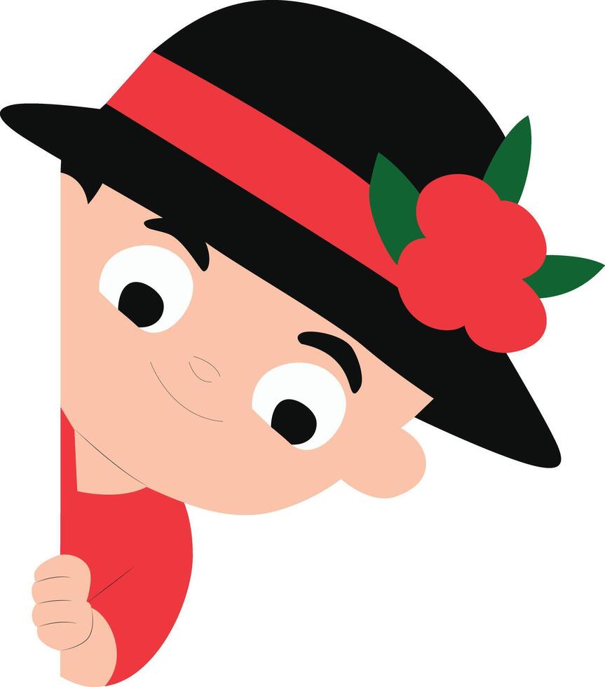 Child Peeking Corner Red Hat Flower peeking, happy Malawi Martyrs Day vector