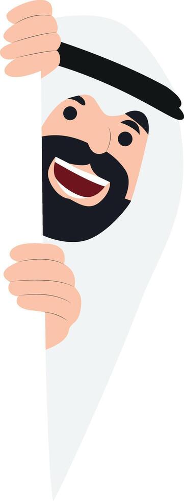 Happy Arab Man Peeking Illustration peeking, happy Kuwait National Day vector
