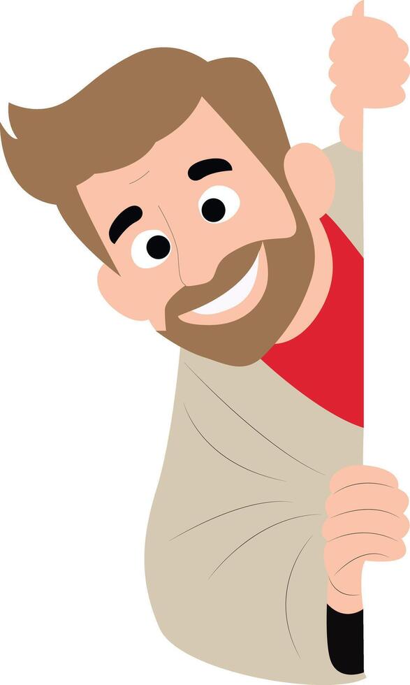Happy Man Peeking Corner Illustration peeking, happy Saint Matthias Day vector