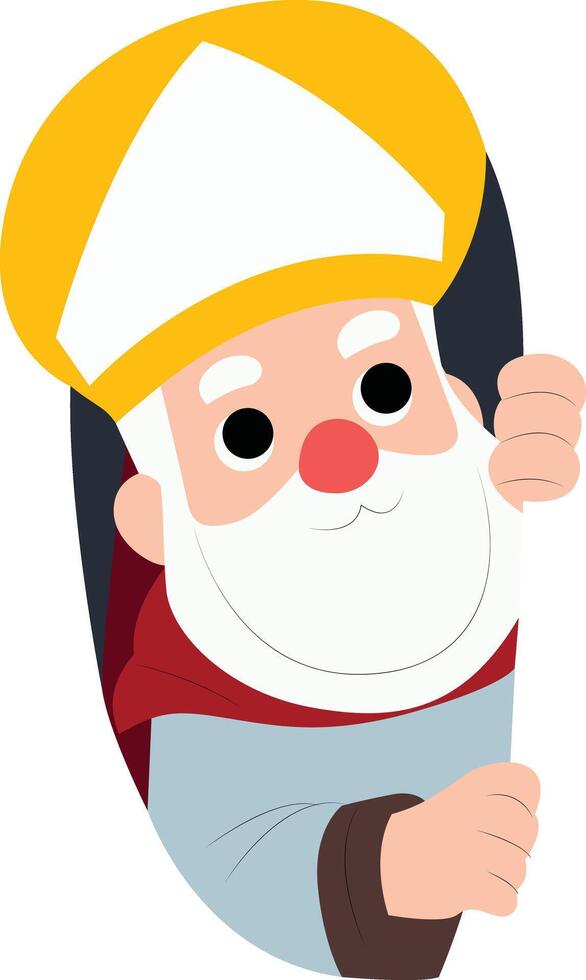 Cartoon Bishop Peeking Window Festive peeking, happy Saint Blaise Day vector