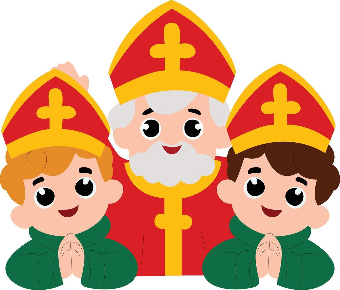 Saint Blaise Children Festive Cartoon Illustration peeking, happy Saint Blaise Day vector