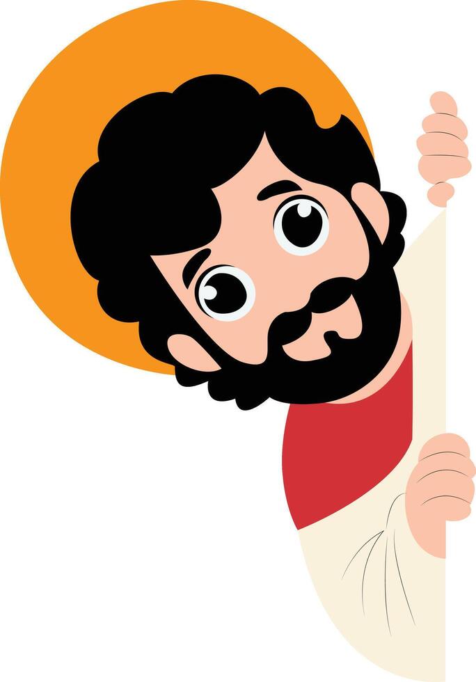 Cartoon Jesus Peeking Corner Illustration peeking, happy Saint Matthias Day vector
