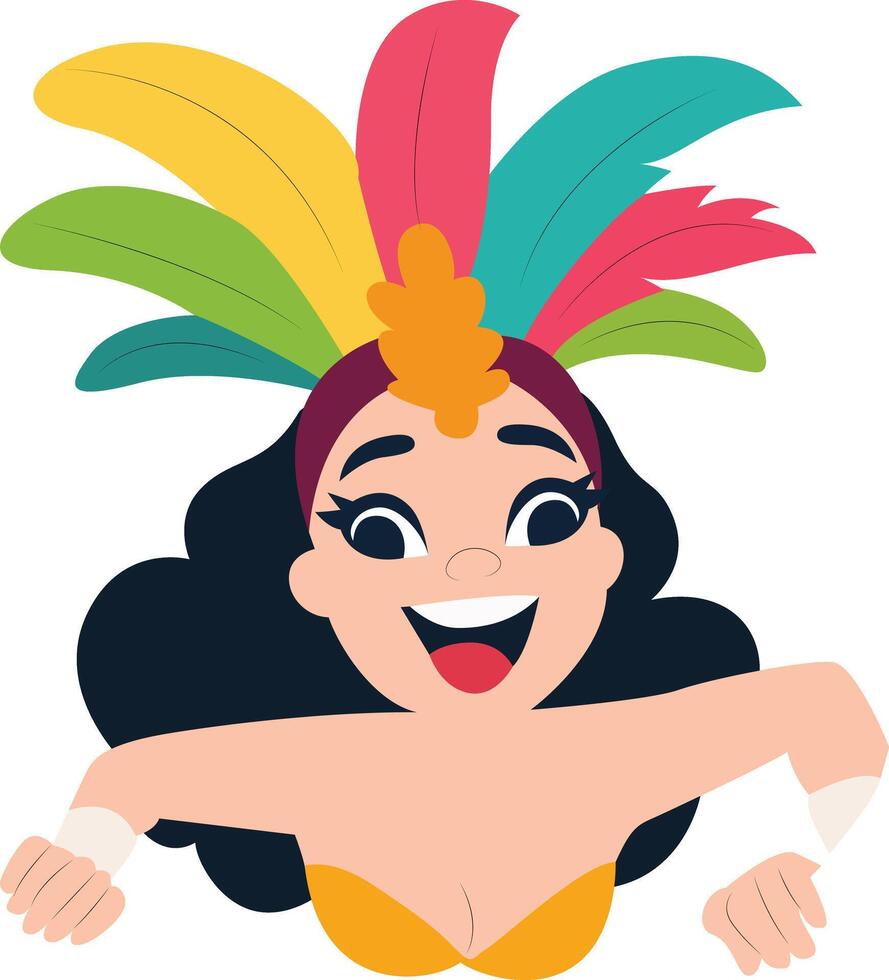 Happy Brazilian Carnival Woman Illustration, happy Rio Carnival Dancer vector