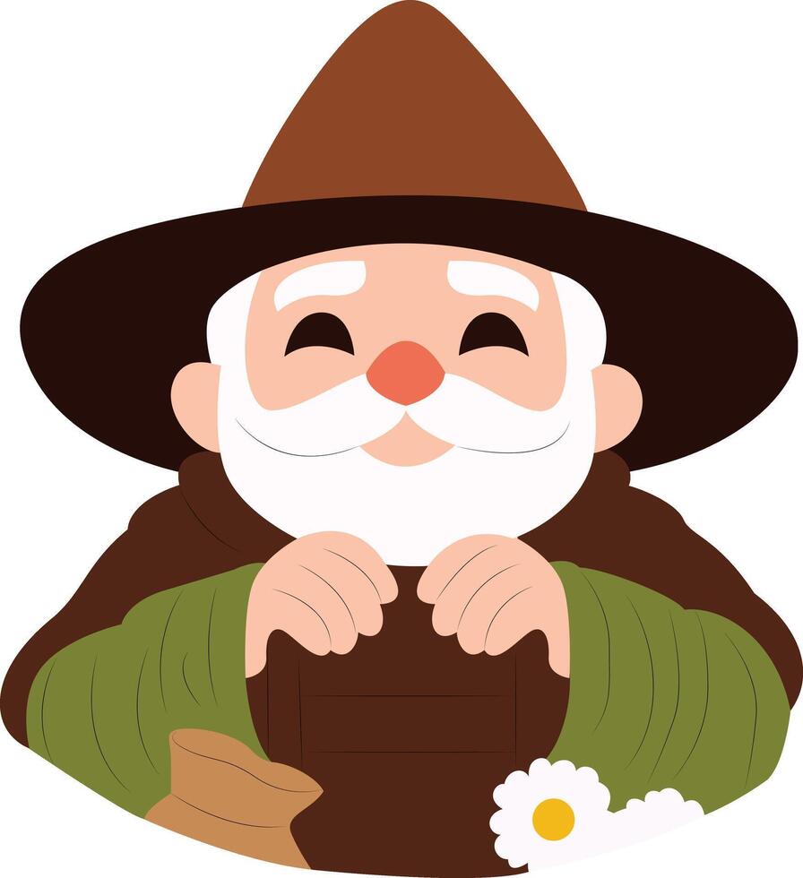 Happy Farmer Cartoon Illustration Image peeking, happy Saint Brigid Day Pilgrim vector
