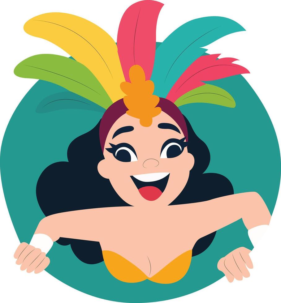 Happy Carnival Dancer Woman Poster peeking, happy Rio Carnival Dancer vector