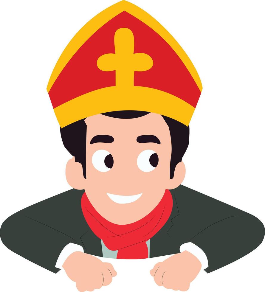 Sinterklaas Helper Peeking Festive Hat peeking, happy Saint Blaise Day vector