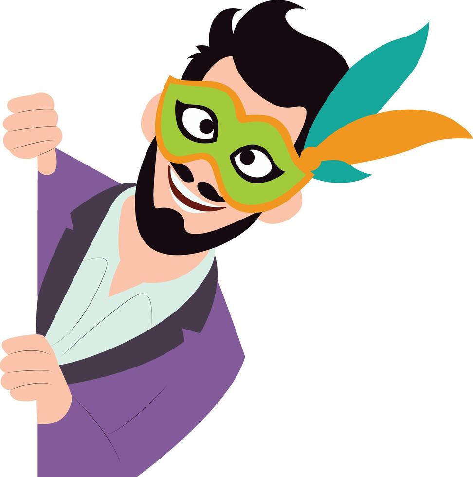 Masked Man Peeking Party Invitation peeking, happy Rio Carnival Dancer vector