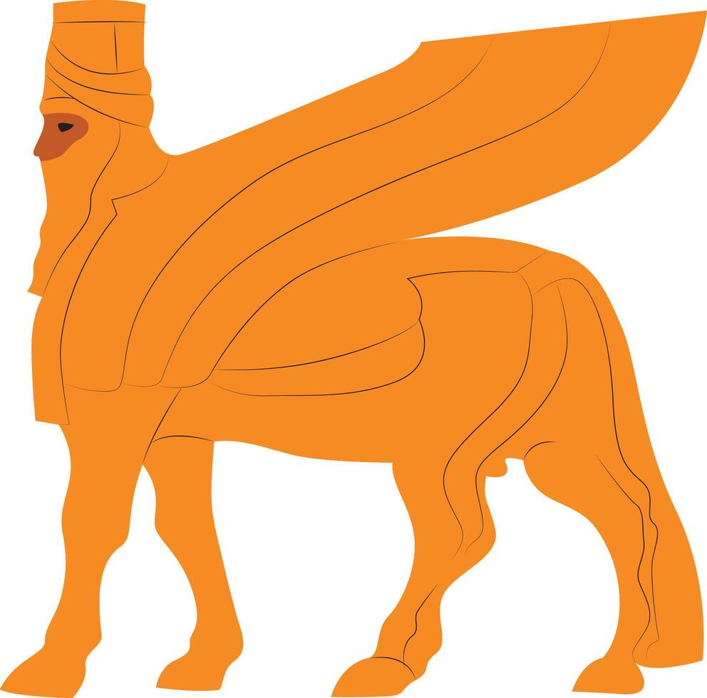 Ancient Assyrian Winged Bull hand drawn vector