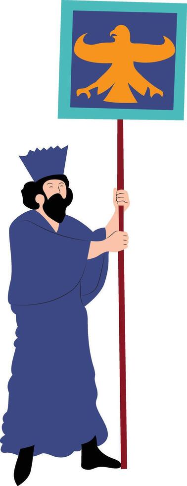 Imperial Achaemenian Homa Standard Bearer hand drawn vector