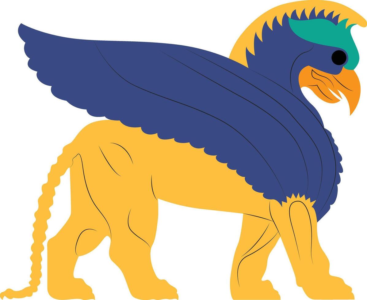 Assyrian Winged Lion hand drawn vector