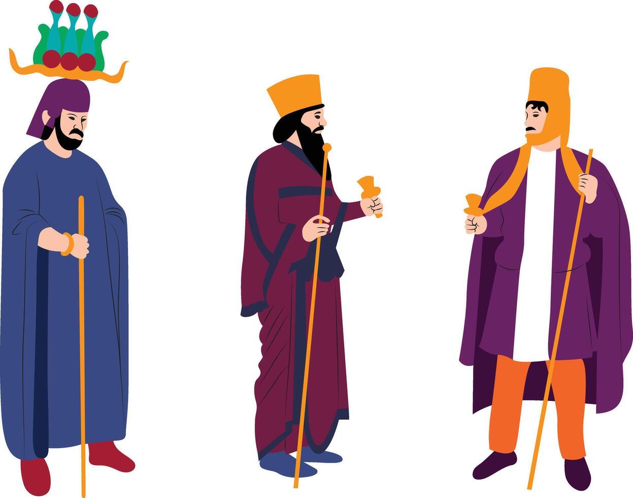 Achaemenid costumes hand drawn vector