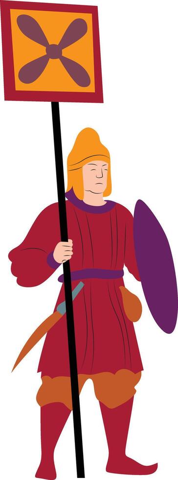 Sassanid standard bearer hand drawn vector