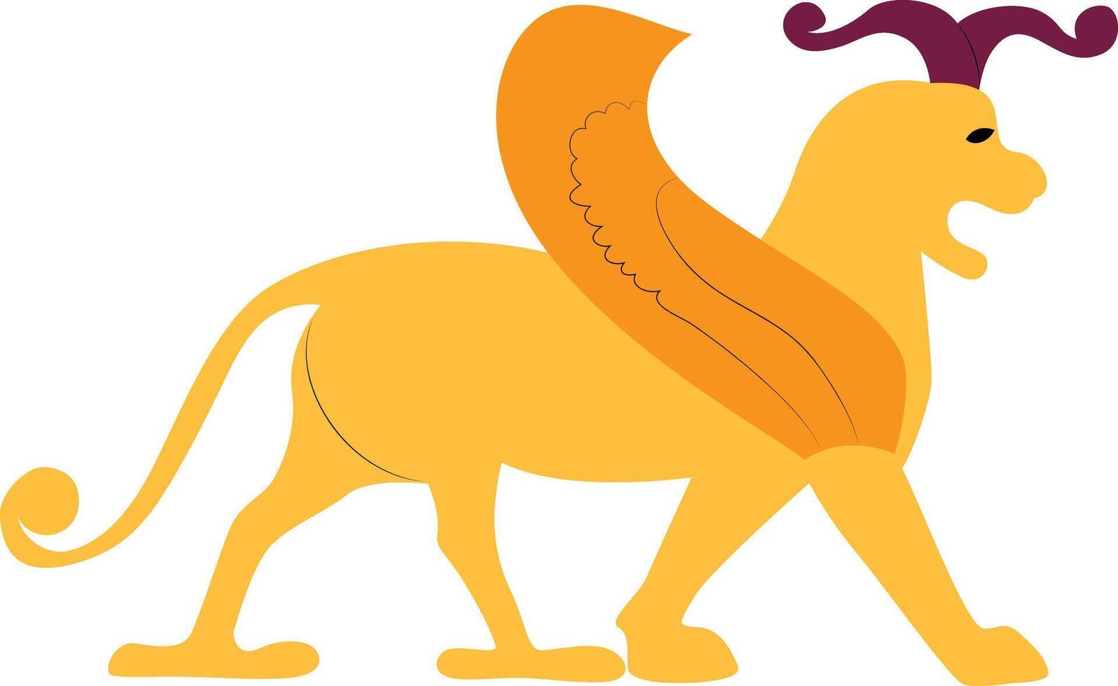 Winged lion hand drawn vector