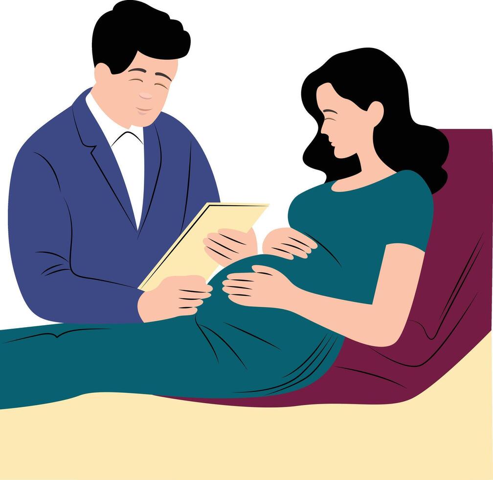Girl visits doctor for routine checkup hand drawn vector