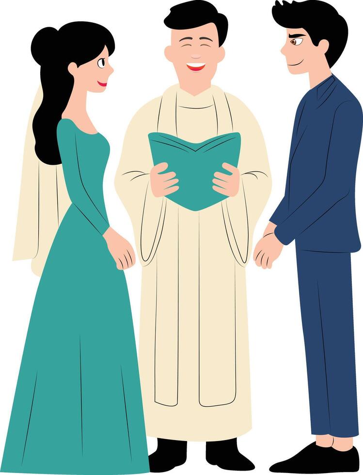 happy wedding hand drawn vector