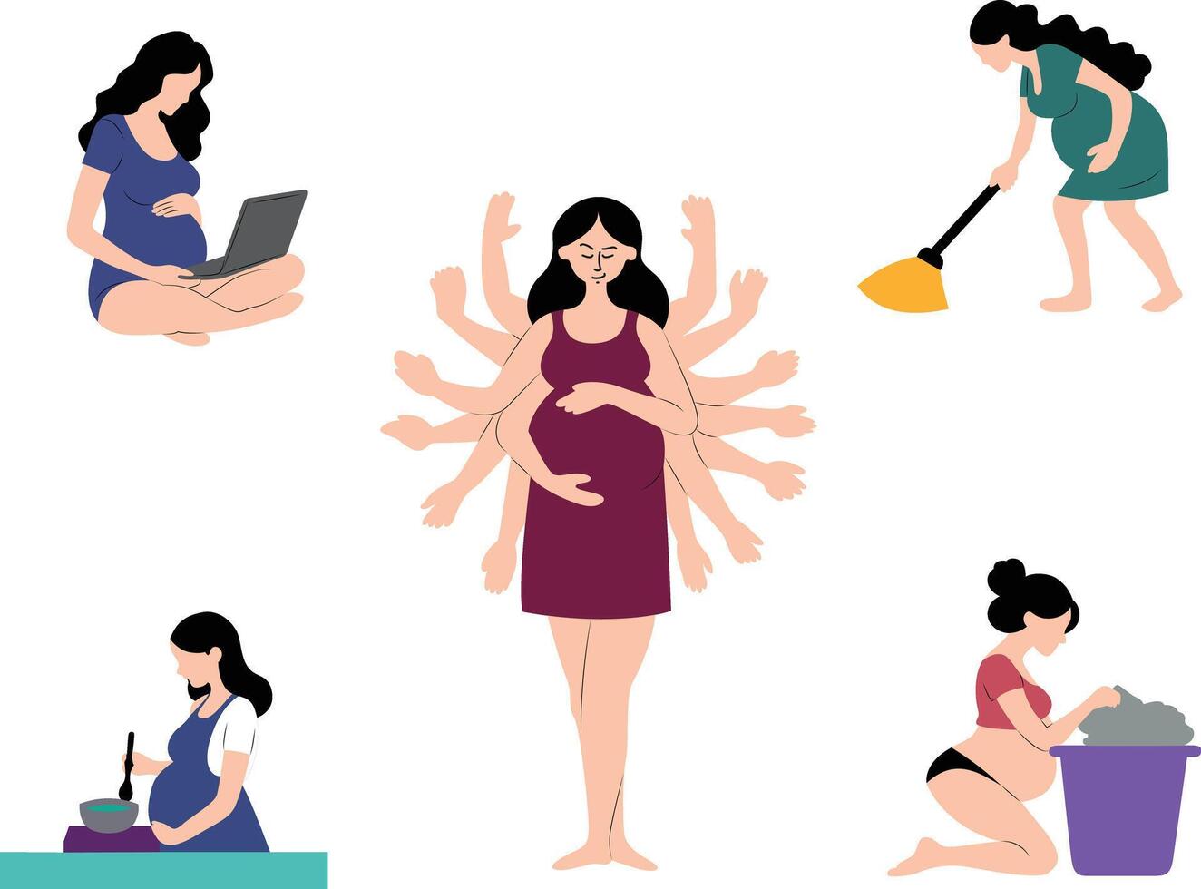 A woman is doing various things with her hands vector