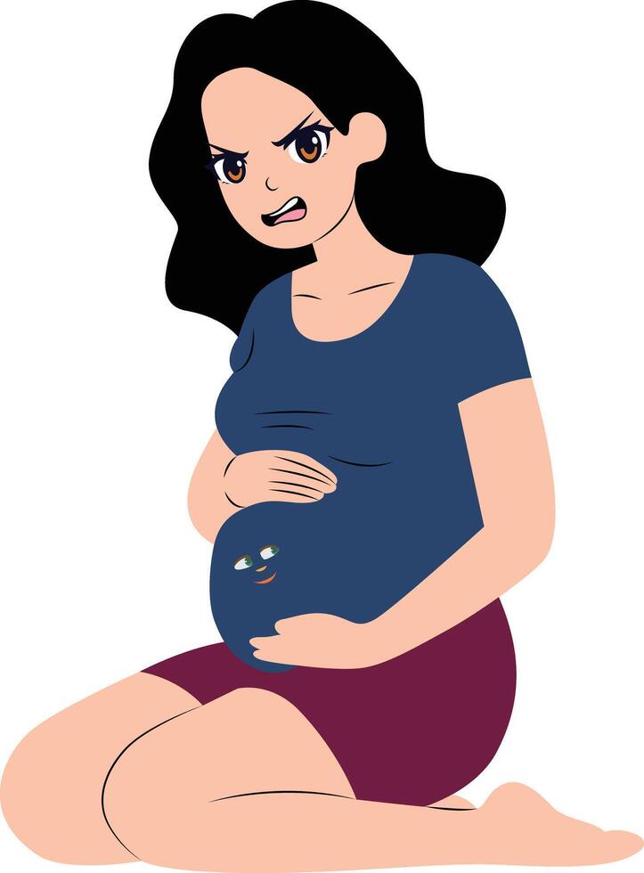 Naughty baby in the womb hand drawn vector