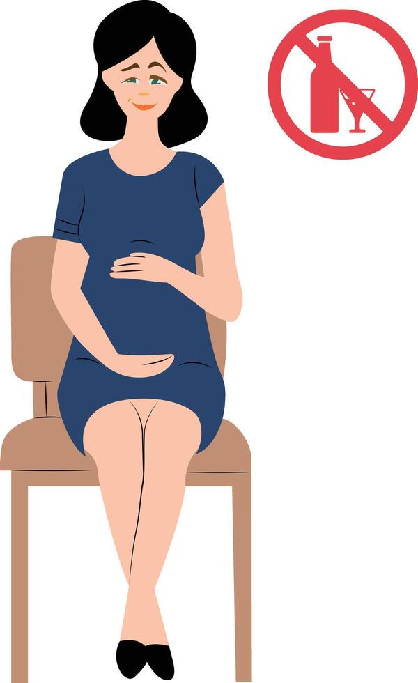 Pregnant women should not drink alcohol hand drawn vector