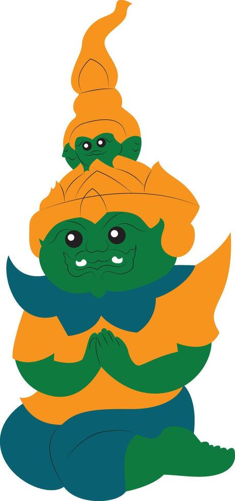 Ravana ten face hello sitting drawing vector