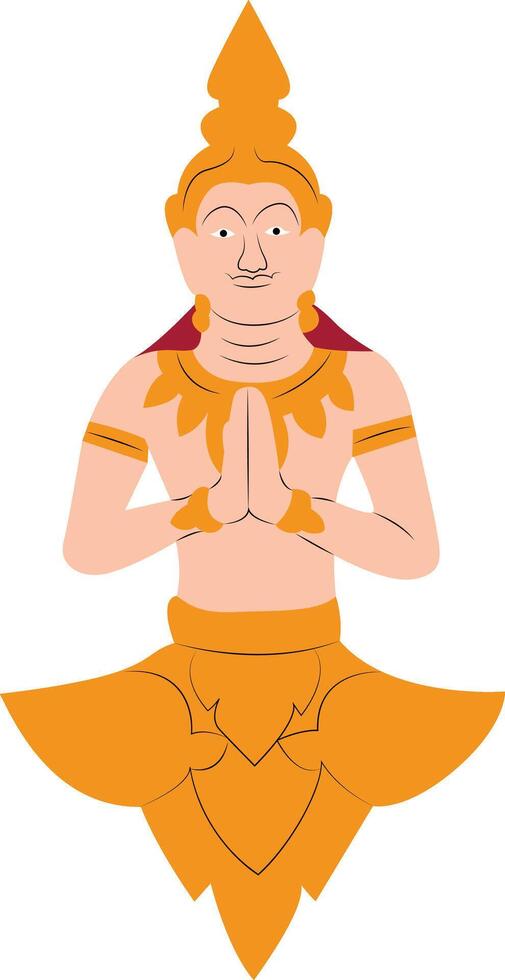 Angel statue attached to the temple walls vector