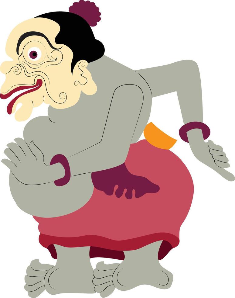modification of wayang purwa, Bagong funny character hand drawn vector