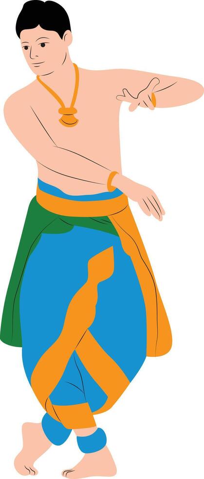 An Indian man performance a classical Indian dance vector