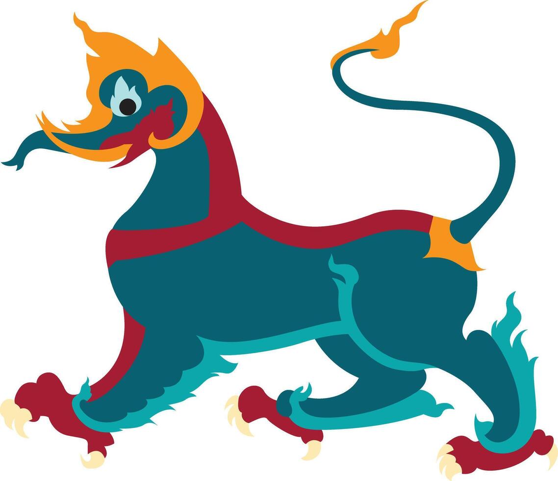 Thai art lion or sigha. Detailed illustration vector