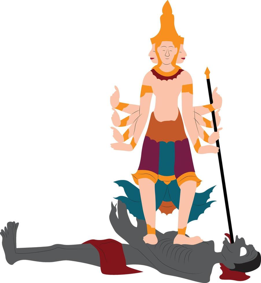 Goddess of Nagas on a dead body. illustration vector