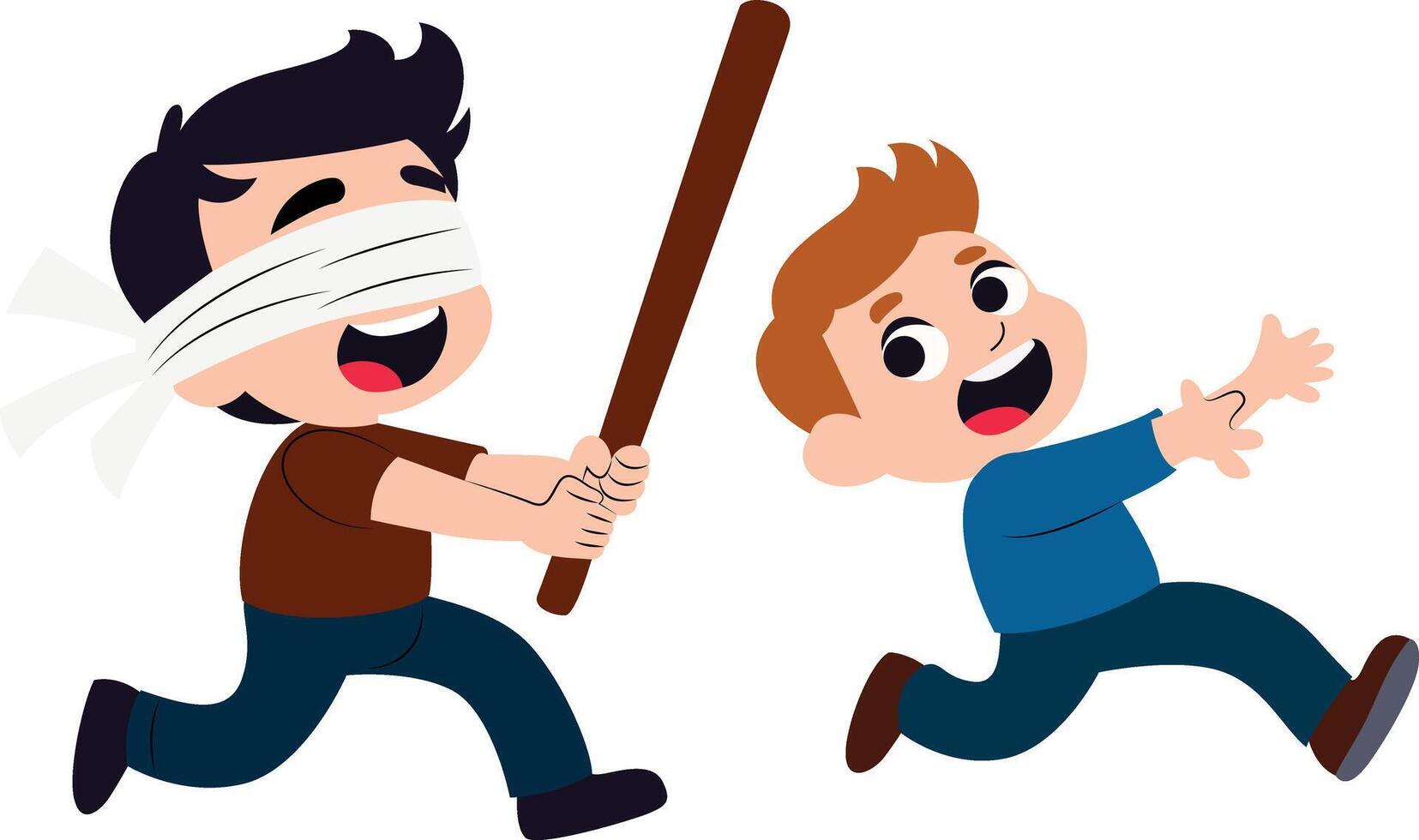 Blindfolded Boy Playing Tag Cartoon, happy pinata day vector