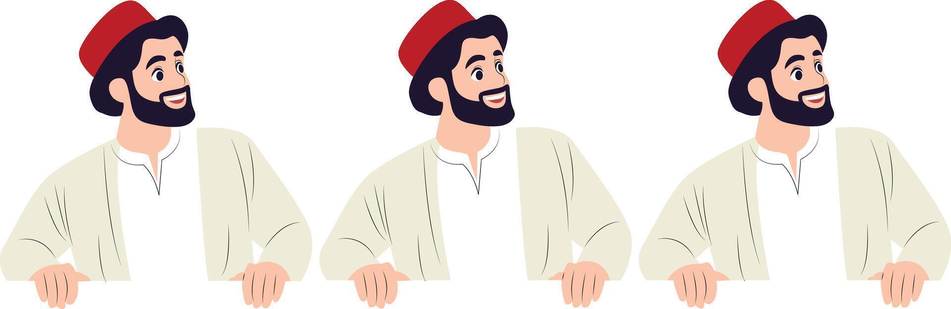 Smiling Man Red Hat Illustration peeking, happy Cyprus National Day vector