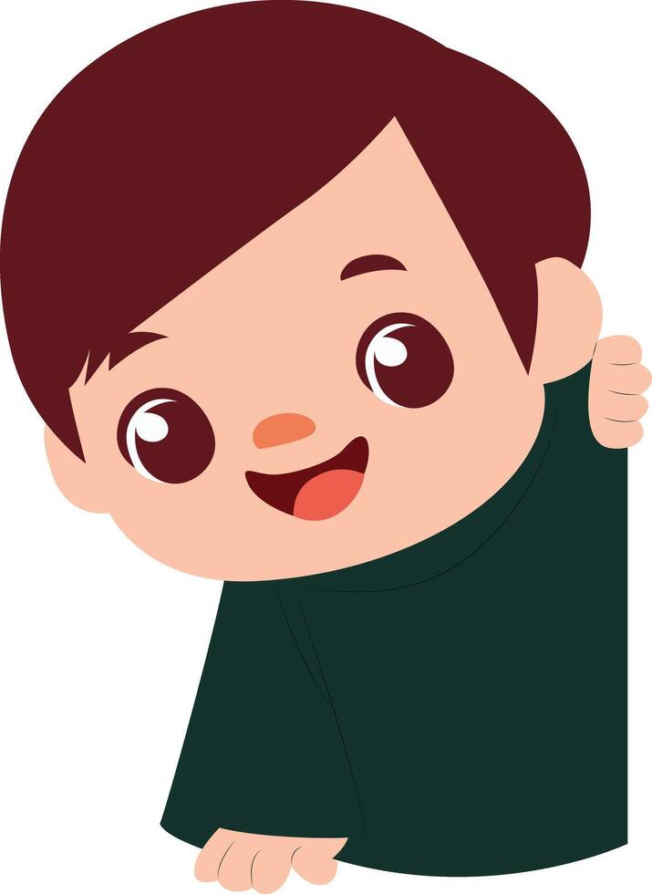 Happy Boy Peeking Corner Illustration peeking, happy Canberra Day vector