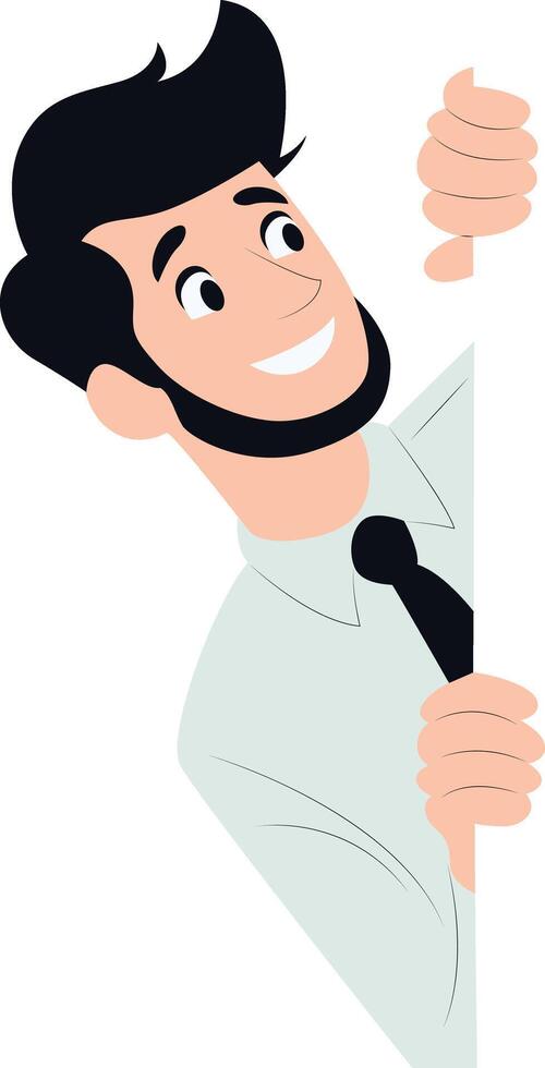 Smiling Businessman Peeking Corner Illustration peeking, happy Employee Appreciation Day vector