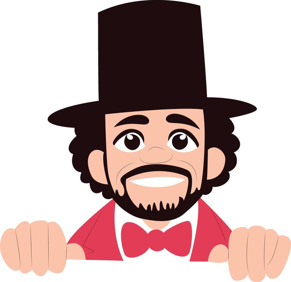 Smiling Magician Cartoon Character Peek peeking, happy Harriet Tubman Day vector