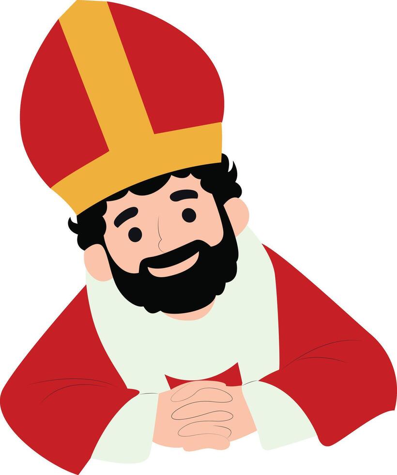 Sinterklaas Cartoon Illustration Festive Cheer peeking, happy Nowruz vector
