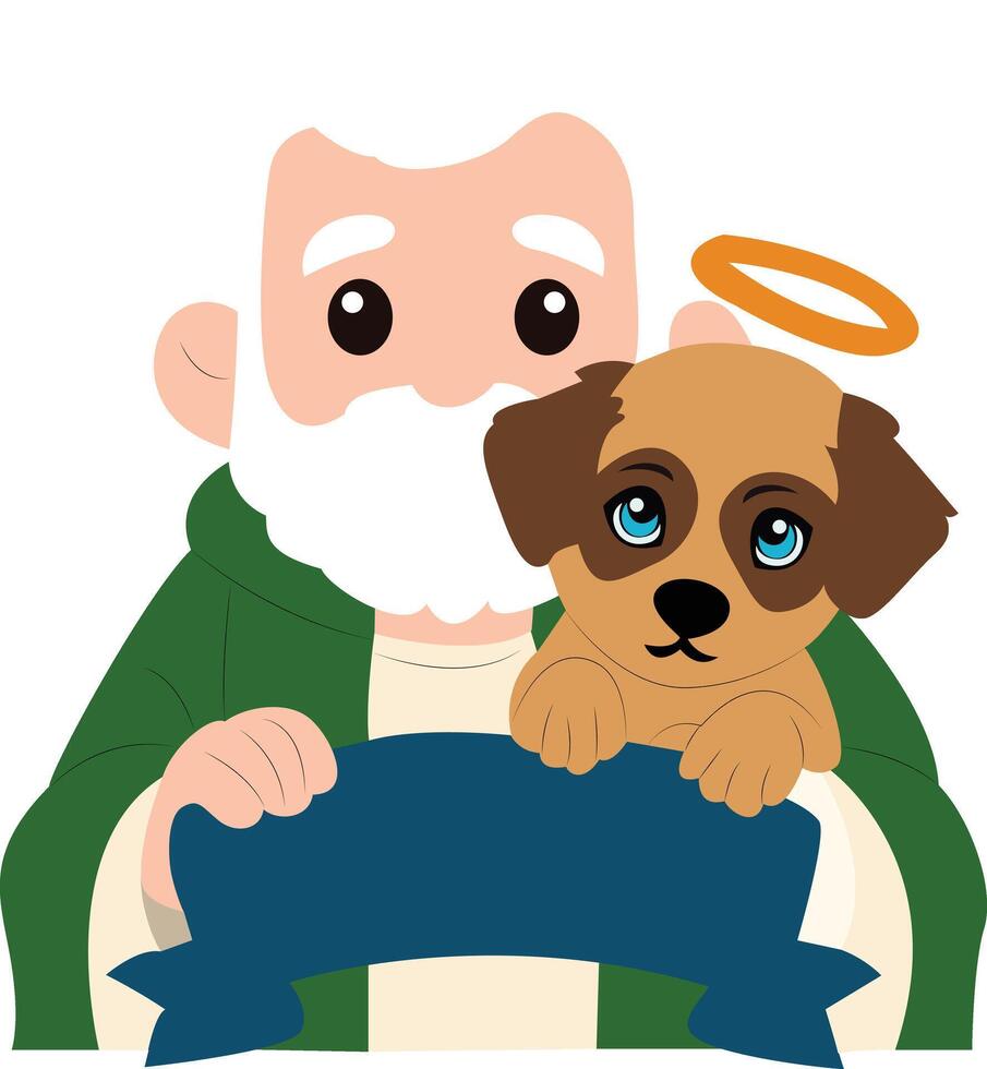 Saint Nicholas Puppy Cartoon Banner peeking, happy National Puppy Day vector