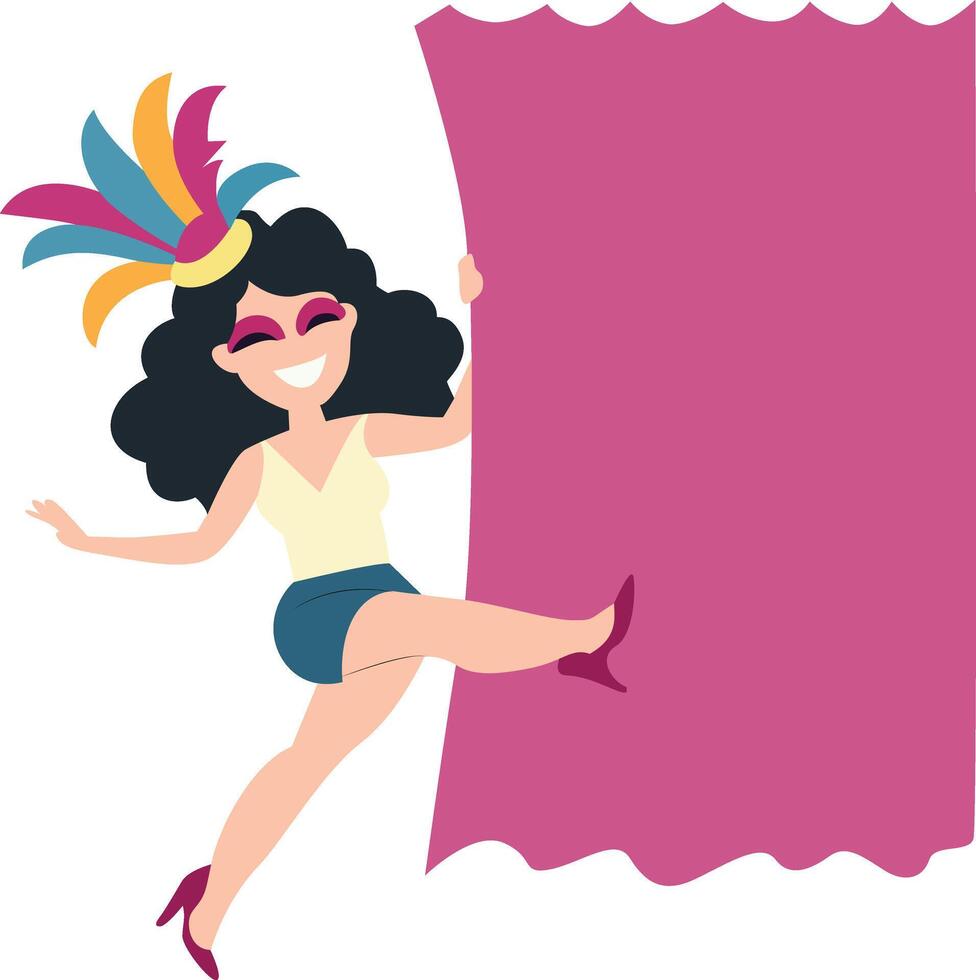 Brazilian Carnival Woman Poster Design peeking, happy Carnival Monday vector