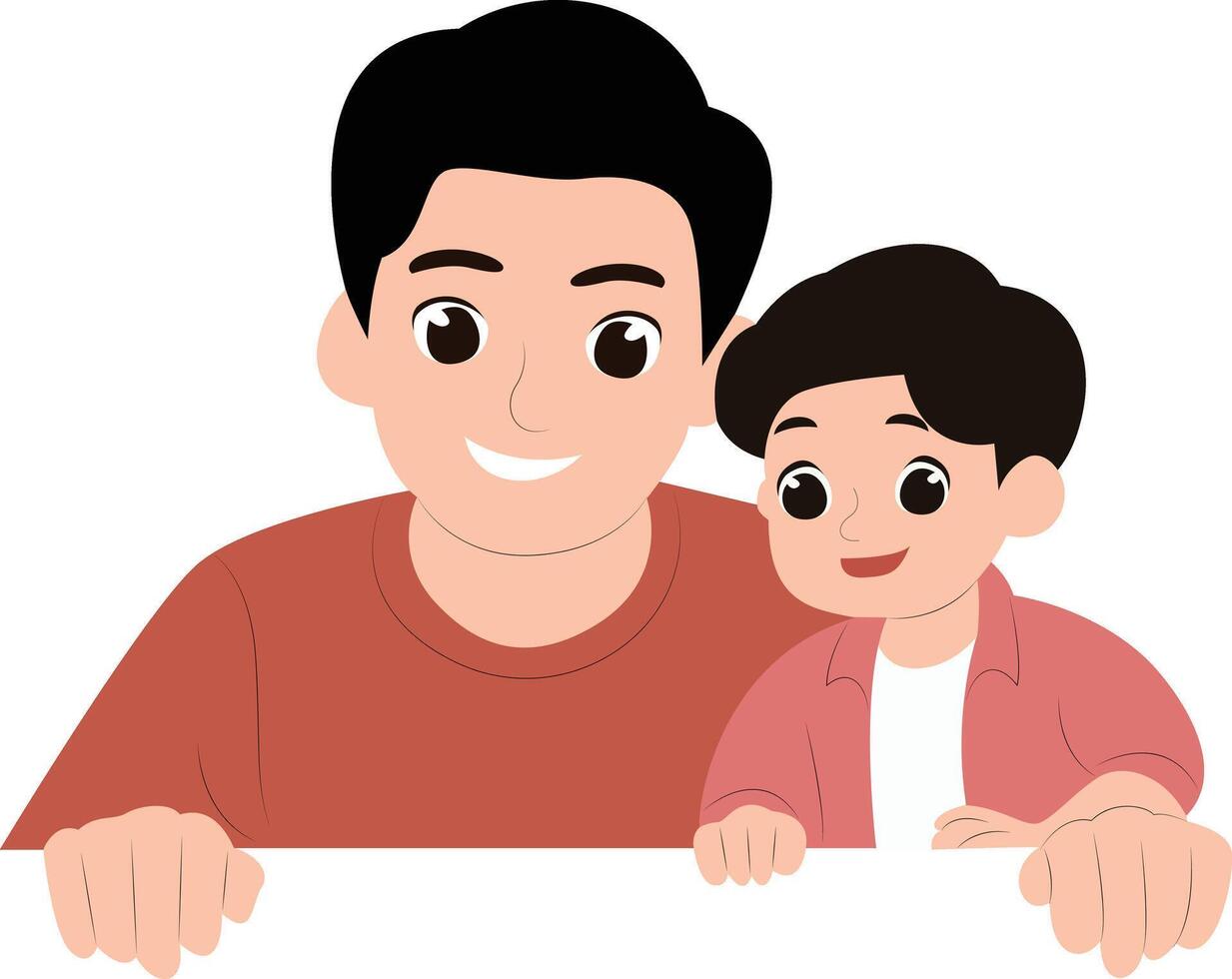 Happy Father Son Holding Sign peeking, happy Mothers Day vector